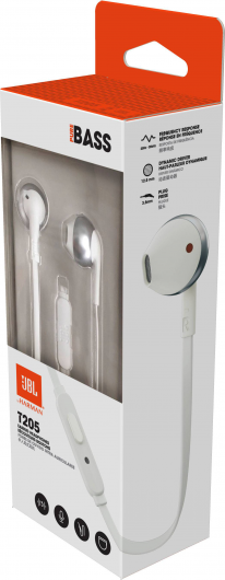 JBL T205 White Chrome